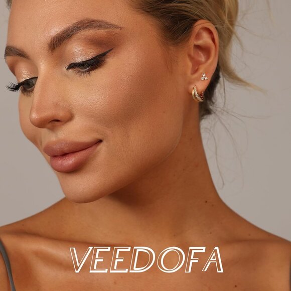 🆕 Women Gold Small Hoop Earrings Trendy Chunky Multiple Piercing Jewelry Gift - Picture 7 of 8